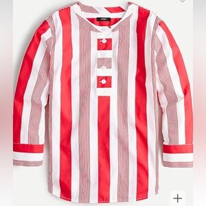 J.Crew Button-front Cotton Poplin Tunic in Stripe